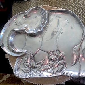 Fitz and Floyd Beautiful Elephant serving tray! Large heavy! Metal Silver 15/12